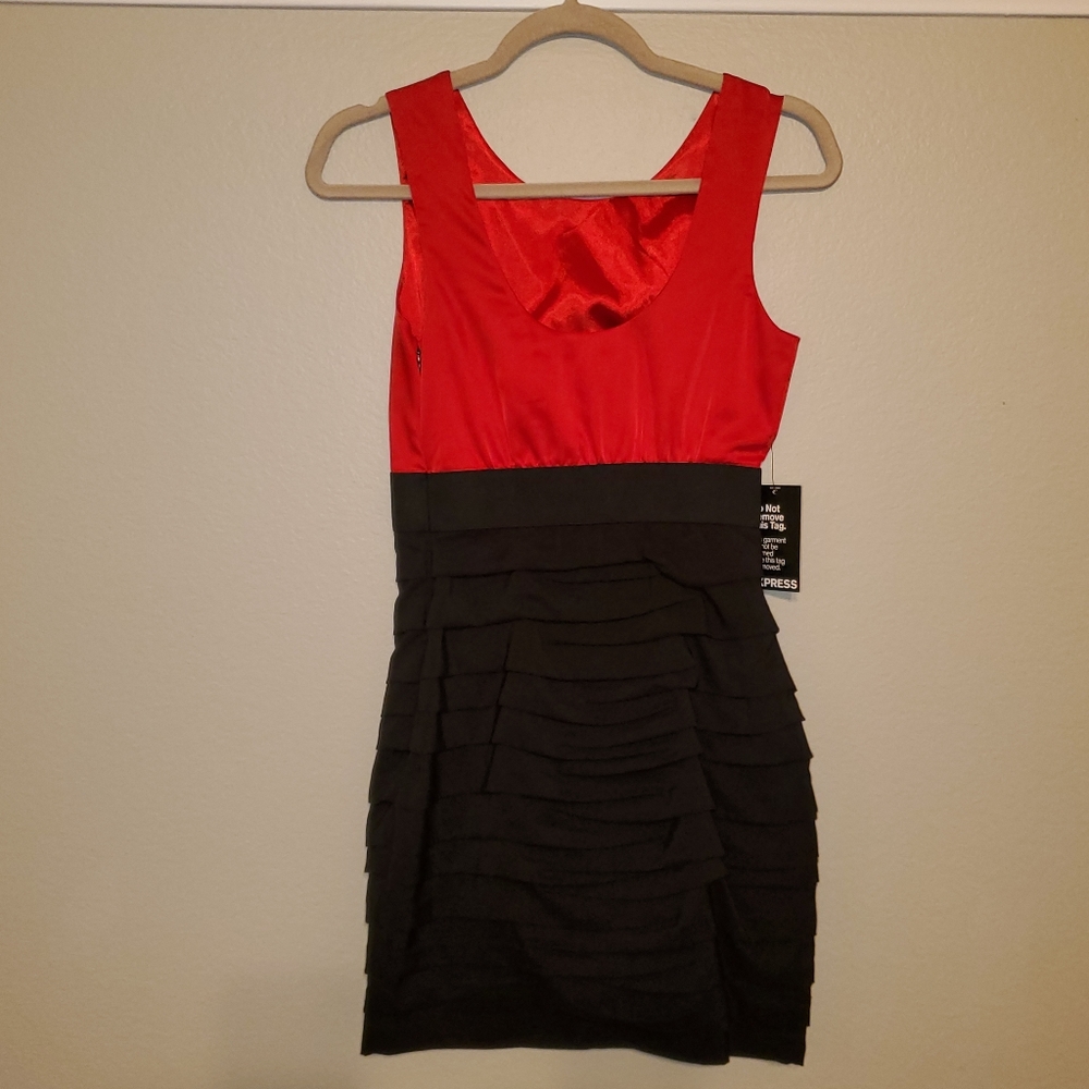 Express Bodycon Two-Tone Ruched Dress - Picture 4 of 8